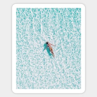 Coastal, Blue water, Beach art Sea, Ocean, Girl, Woman, Fashion art, Modern art, Wall art, Print, Minimalistic, Modern Sticker